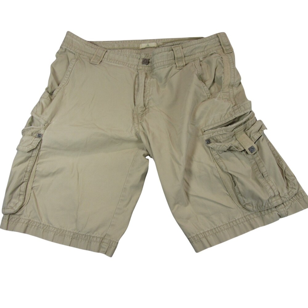 Ascend‎ Mens Cargo Shorts L x 11 Khaki Drawstring Lightweight Baggy 100% Cotton